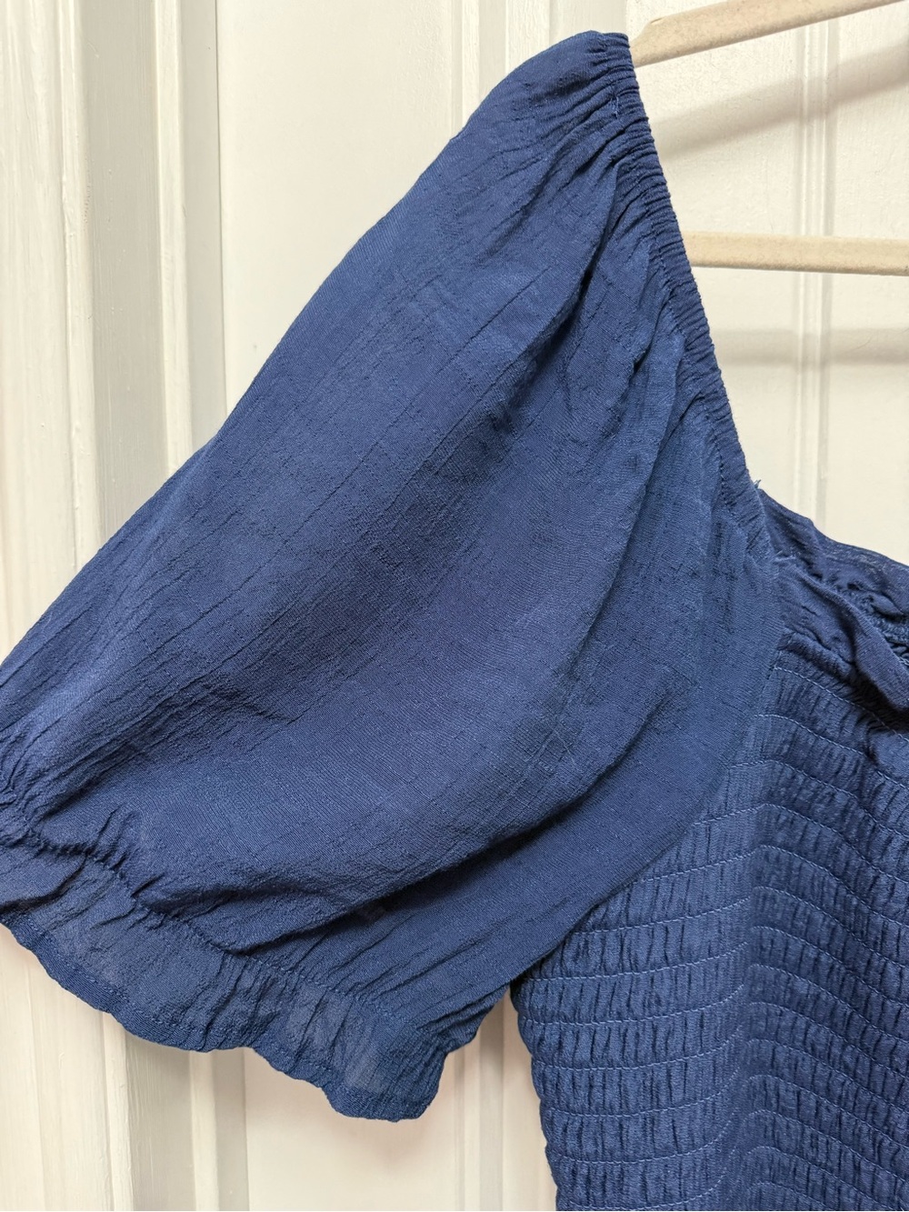 AUW Navy Blue Smocked Mini Dress - Picture 4 of 14